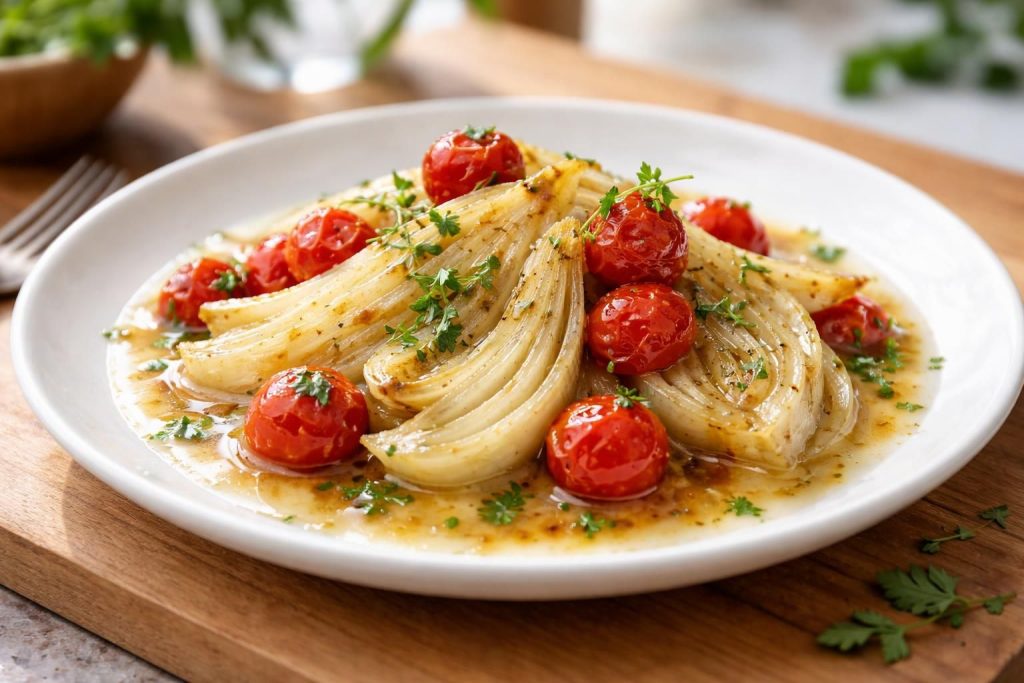 découvrez la recette facile et rapide de fenouil au vin blanc et tomates, un plat savoureux prêt en seulement 25 minutes pour régaler toute la famille.