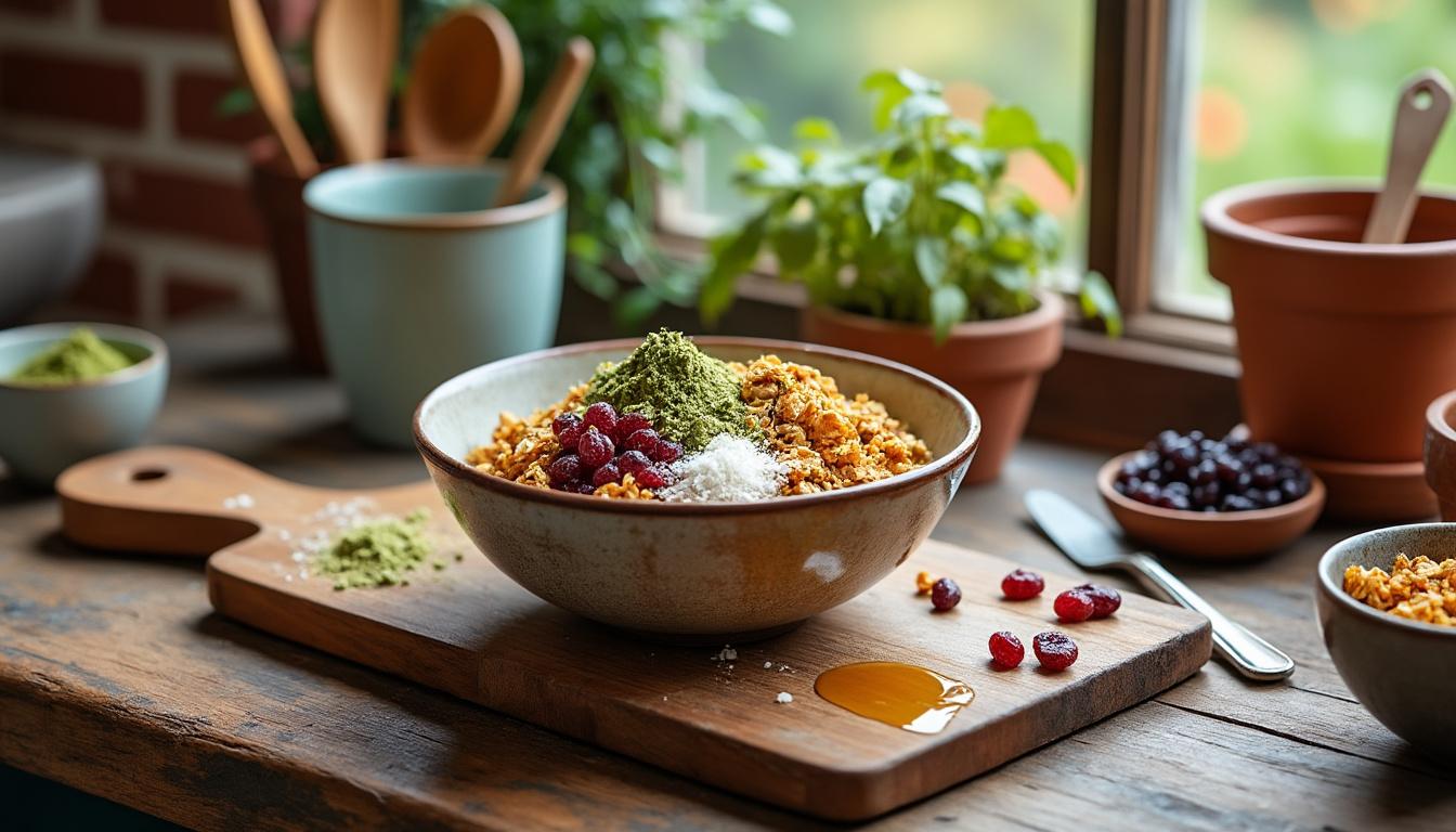 découvrez la recette saine et gourmande du granola de claire au matcha : un mélange croustillant, riche en saveurs et parfait pour un petit-déjeuner équilibré ou une pause délicieuse.