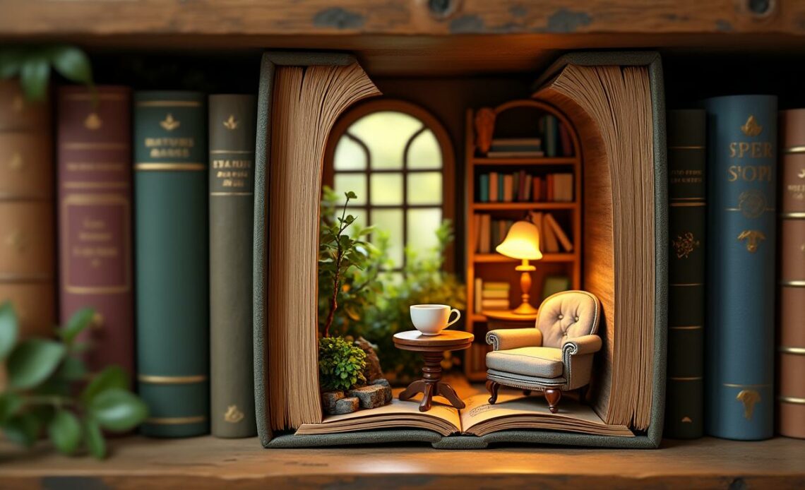 découvrez nos maquettes book nook et transformez votre bibliothèque en un merveilleux paradis miniature rempli de détails fascinants et d'ambiance unique.