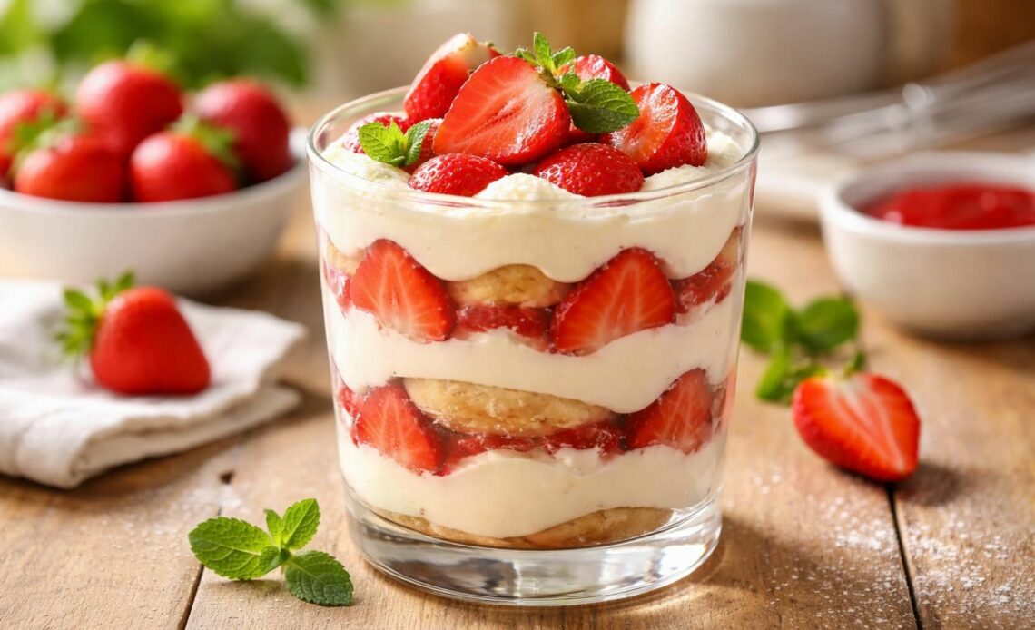 découvrez la recette fraîche et gourmande du tiramisu aux fraises de cyril lignac, un dessert facile à réaliser et parfait pour les amateurs de saveurs fruitées.
