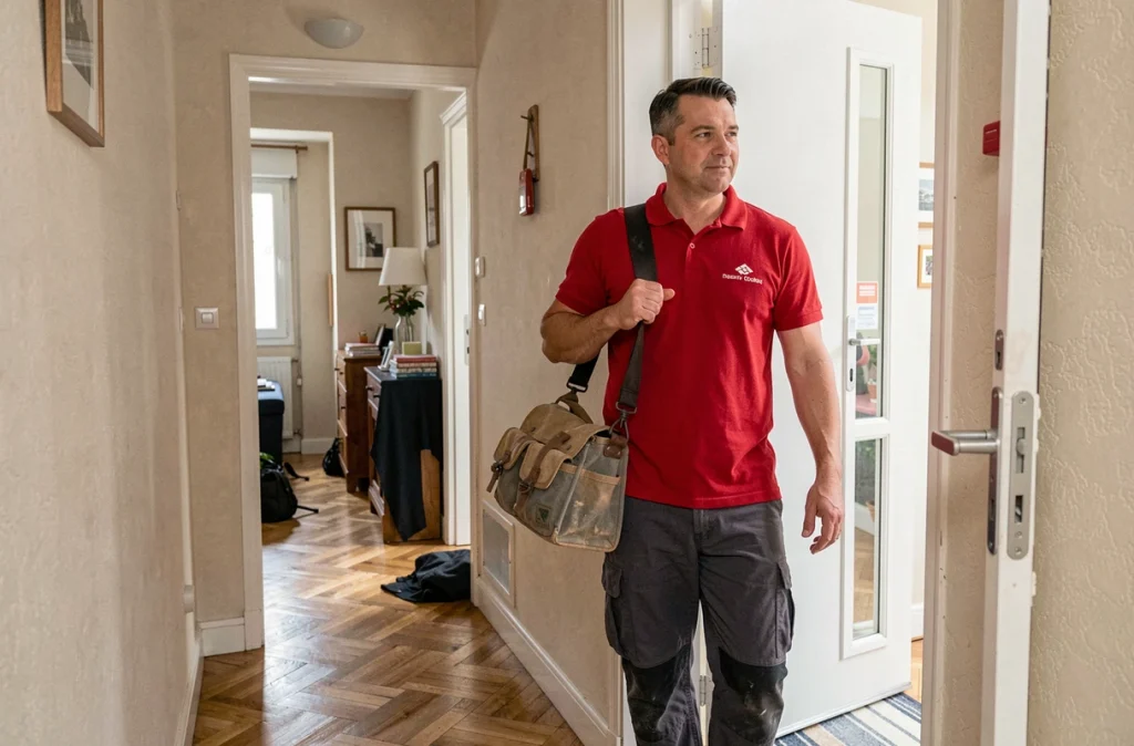 Technicien Elec Dépannage arrivant en urgence chez un particulier pour une intervention électrique